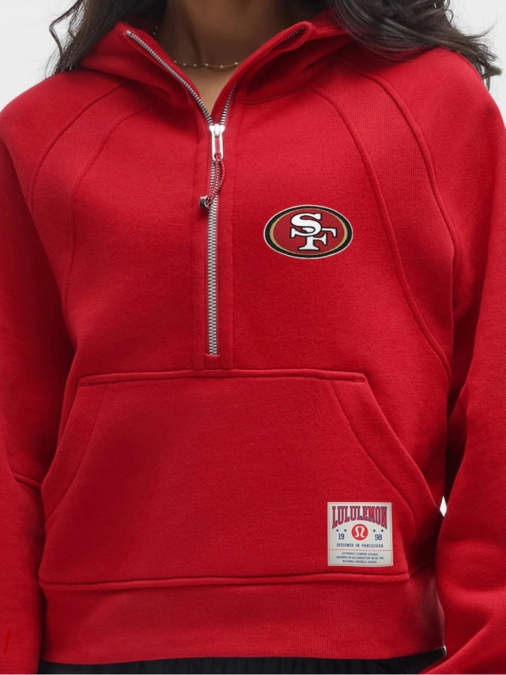lululemon athletica Red Half-Zip Pullover with Team Patch